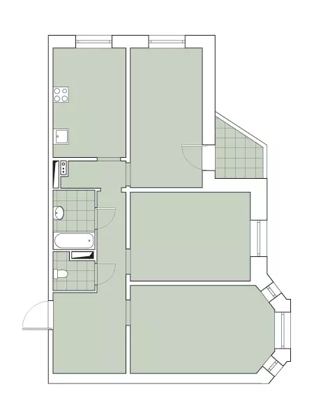 Kvar projektoj de dezajno de apartamentoj en la Domo de Panelo H-79-99