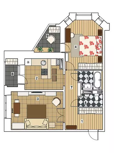 Quatro projetos de design de apartamentos na casa de painel H-79-99 12757_33