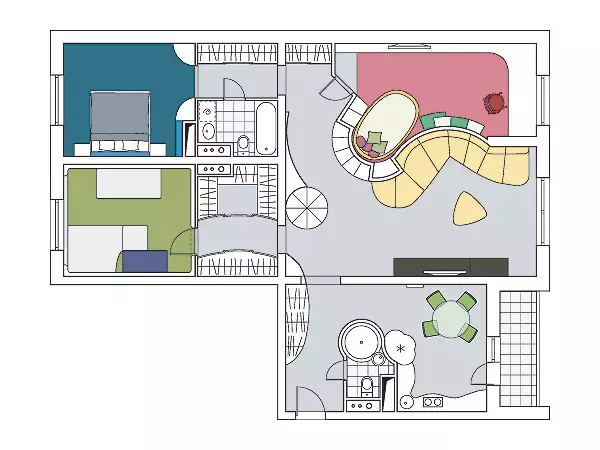 Quatre projets de conception d'appartements dans la maison du panneau H-155