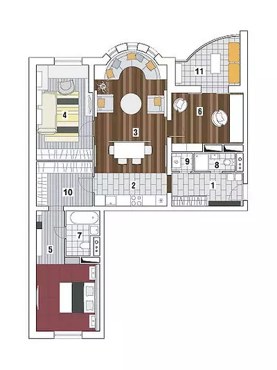 Katër projekte të projektimit të apartamenteve në shtëpinë e panelit H-155 12828_33