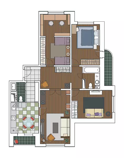 Four design projects of apartments in the P-3M panel house