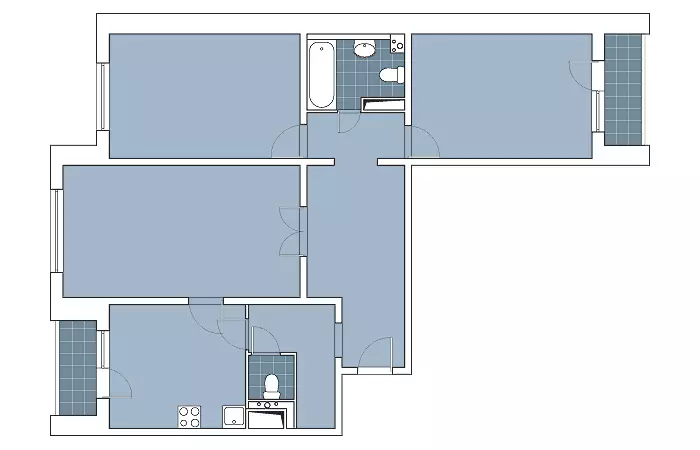Čtyři projektové projekty bytů v P-3M panelovém domě