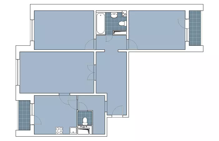 P-3M Panel House- ში ბინების ოთხი დიზაინის პროექტი