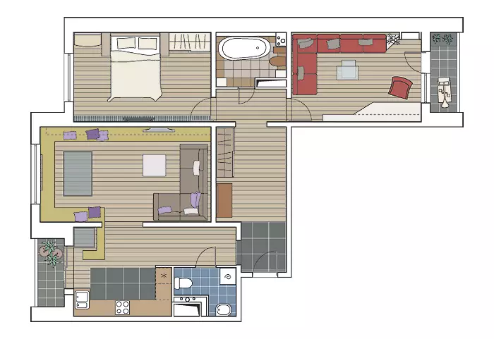 Vier ontwerpprojecten van appartementen in het P-3M-paneelhuis