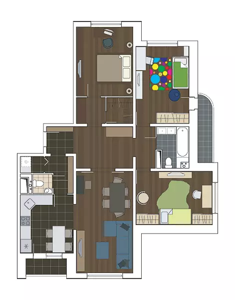 Four design projects of apartments in the P-3M panel house