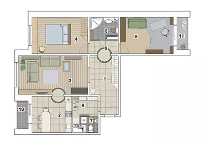 Katër projekte të projektimit të apartamenteve në shtëpinë P-3M Panel 12891_40