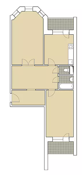 Kvin projektoj de dezajno de apartamentoj en la panela domo kaj-1723