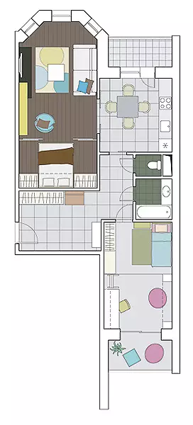 Kvin projektoj de dezajno de apartamentoj en la panela domo kaj-1723