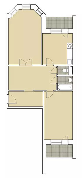 Pênc projeyên sêwiranê yên apartmanan di panelê de û-1723