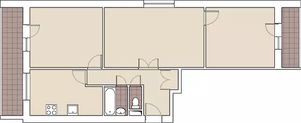 Opat apartemen desain apartemen di séri mower sareng-209A