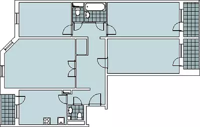 ოთხი დიზაინის პროექტის ბინები P-55M Panel House- ში