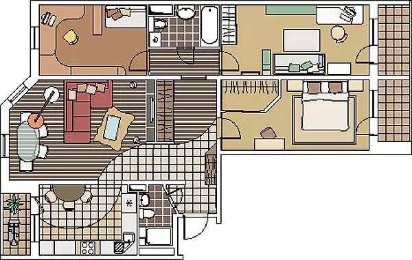 Upat ka mga apartment sa proyekto sa Disenyo sa P-55m Panel House