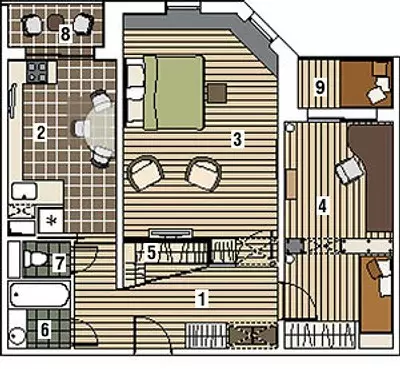 Vier Design-Projekt Apartments im P-55M-Panel House 13167_30