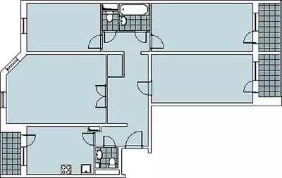 Kvar-Dezajnaj Projektaj Apartamentoj en la P-55m-Panela Domo