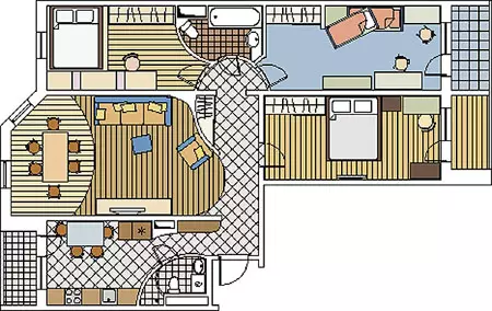 Kat Pwojè Design Apatman nan P-55m Panel House la