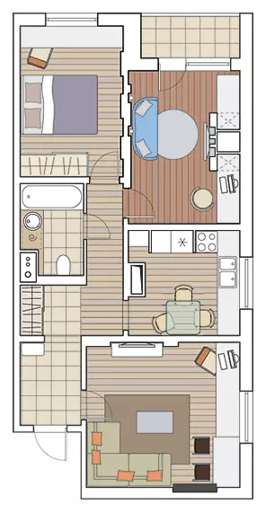 Quattro progetti di progettazione di appartamenti nella Panel House P-30