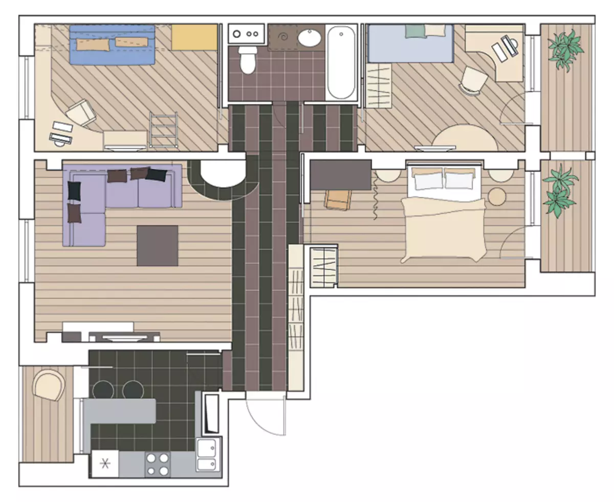पी -0 प्यानल घरमा अपार्टमेन्टहरूको चार डिजाइन परियोजनाहरू