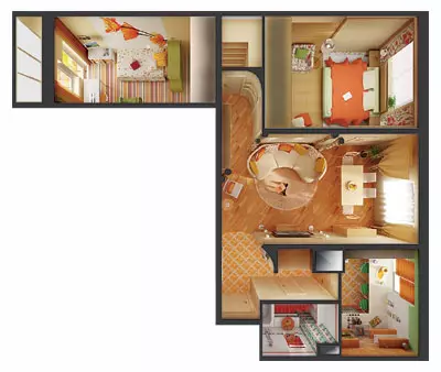 Sei progetti di progettazione di appartamenti nella casa del pannello 1605/12