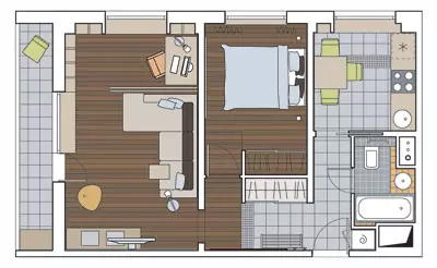 Sei progetti di progettazione di appartamenti nella casa del pannello 1605/12