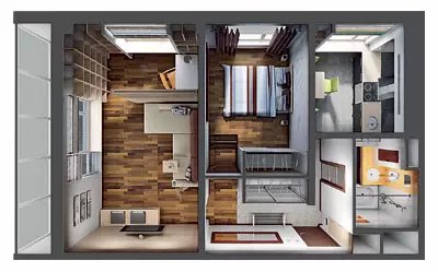 Hat design projekt apartmanok az 1605/12 panel házban