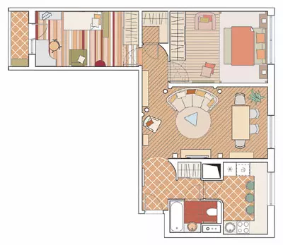 Gjashtë projekte të projektimit të apartamenteve në shtëpinë e panelit 1605/12
