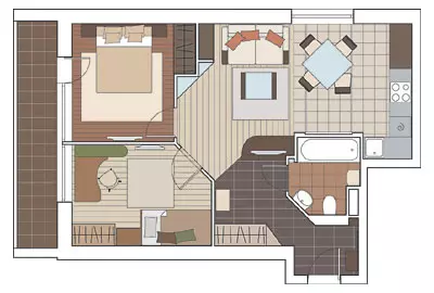 Quatro projetos de design de apartamentos na casa do painel H-491