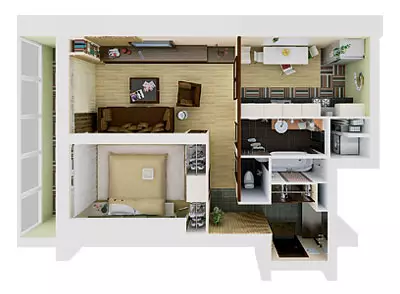 H-491 պանելային տան բնակարանների չորս դիզայնի նախագծեր