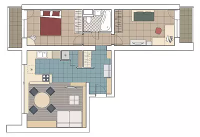 Kat Pwojè Design nan Apatman nan H-491 Panel House la