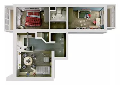 Catro proxectos de deseño de pisos na casa do panel H-491