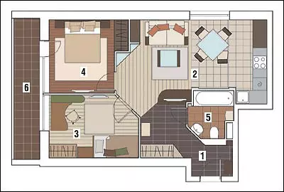 એચ -491 પેનલ હાઉસમાં એપાર્ટમેન્ટ્સના ચાર ડિઝાઇન પ્રોજેક્ટ્સ 13300_29