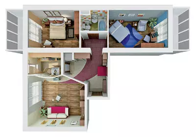 Quatre projets de conception d'appartements dans la maison du panneau H-491