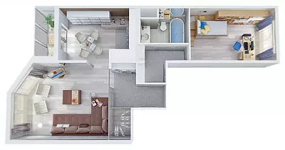 Amaphrojekthi amahlanu e-Design of Apartments endlini ye-SP-46S PANEL