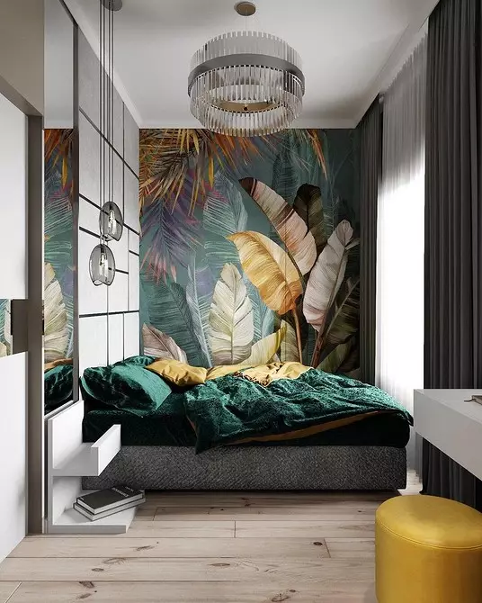 60 mga pagpipilian para sa fashion wallpaper 2021 para sa bedroom (kapaki-pakinabang kung gusto mo ng isang trend interior) 1336_34
