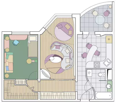 Cinque progetti di design di appartamenti nella casa della vela di Copet-M
