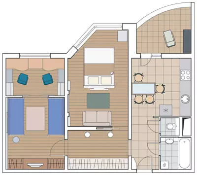 Fënnef Designprojeten vun Appartementer am Haus vun der Kopoune-M Segelen