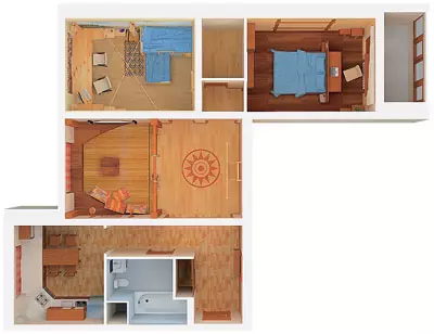 डपेट्स-एमा यात्राको घरमा अपार्टमेन्टहरूको पाँच डिजाइन परियोजनाहरू