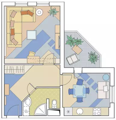 Quattro progetti di design di appartamenti nella casa del pannello HMS-1