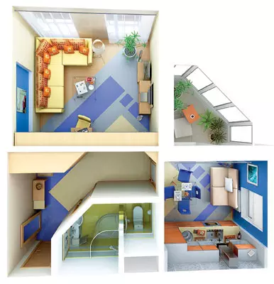 Quattro progetti di design di appartamenti nella casa del pannello HMS-1
