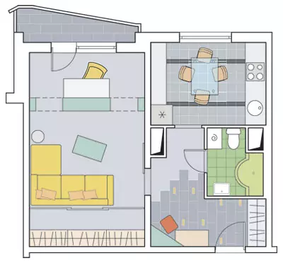 Quattro progetti di progettazione di appartamenti nell'edificio residenziale del pannello della serie P-44T