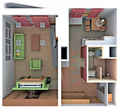 Quatre projectes de disseny d'apartaments a l'edifici residencial del panell de la sèrie P-44T