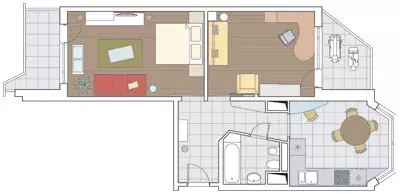 पी -44 टी श्रृंखला के पैनल आवासीय भवन में अपार्टमेंट की चार डिजाइन परियोजनाएं