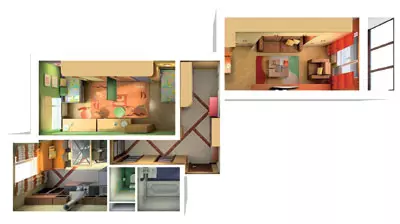 Cinco proxectos de deseño de pisos de dúas habitacións