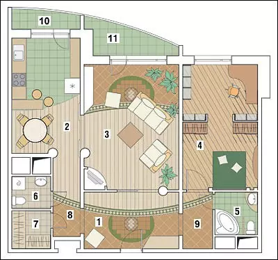 Een slaapkamer appartement met een totale oppervlakte van 89,3 m 2. 13784_2