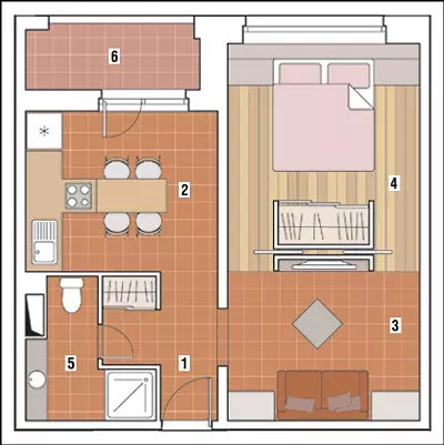 Een-slaapkamer woonstel met 'n totale oppervlakte van 42.3M. 2. 13835_2