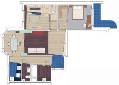 Apartamento de três quartos na casa da série P-3M