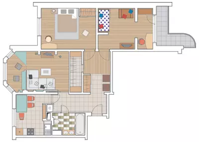 Tri-dormoĉambra apartamento en la domo de la serio P-3M