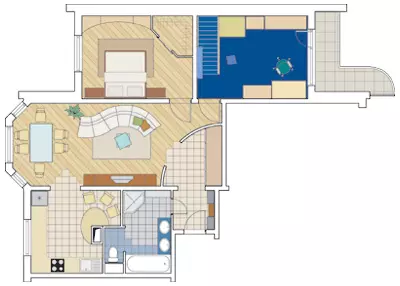 Apartamento de três quartos na casa da série P-3M