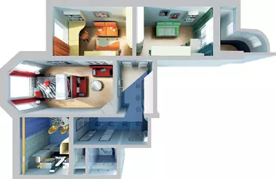 Three-bedroom apartment in the house of the P-3M series