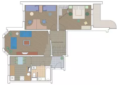 Apartemen tiga kamar tidur di rumah seri P-3M