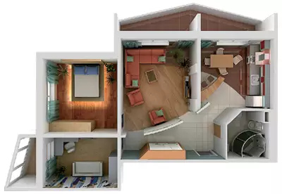 Apartamento de dúas habitacións na casa da serie P111